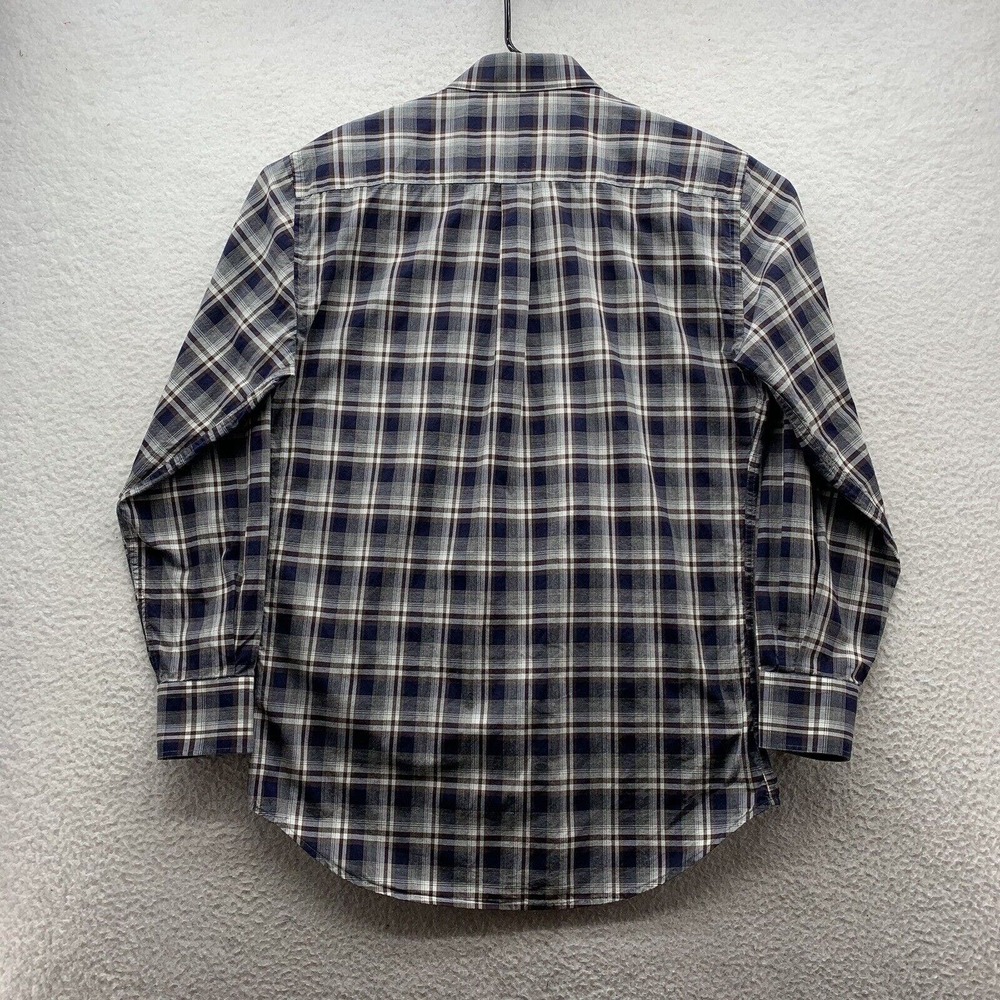 Peter Millar Button Up Shirt Mens Medium Gray White Plaid Golf Preppy Dad Sports - Picture 5 of 12